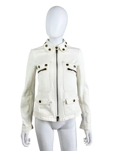 2000's White Denim Studded Jacket