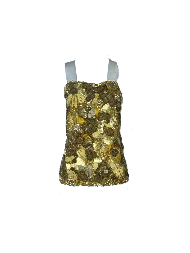 Gold Sequin Embellished Sleeveless Top