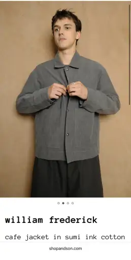 William Frederick Sample Cafe Jacket in Sumi Ink Cotton