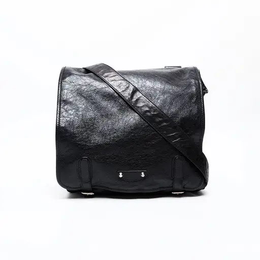 BALENCIAGA Leather Motocross Classic Shoulder Bag black WS20608