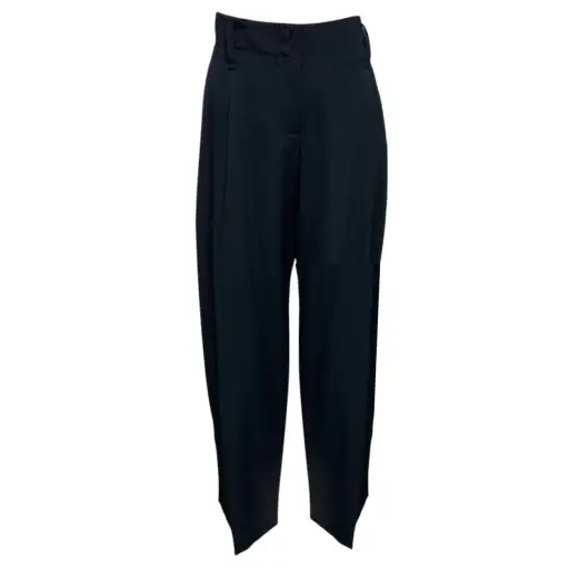 McQueen Navy Wide Leg Tailored Wool Trousers