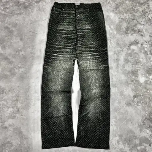 ROBERTO CAVALLI 90S WHISKERED SNAKESKIN JEANS