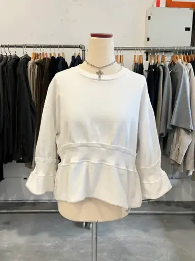 MM6 Ribbed & Brushed Fleece Reconstructed White Sweater