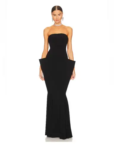 Norma Kamali Strapless Wing Fishtail Gown in Black