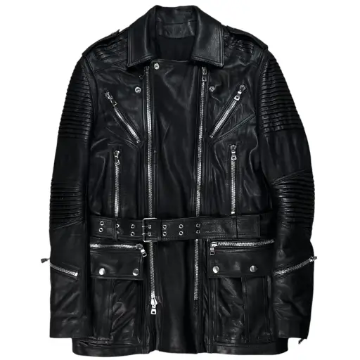 Balmain by Olivier Rousteing Belted Multi Zip Leather Field Sample Jacket - AW18