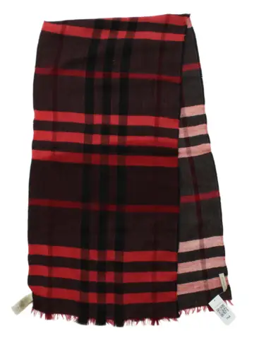 Burberry Men's Scarf Red Checkered 100% Wool Scarf