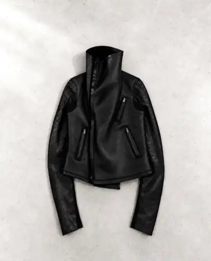 2010s  Rick Owens  - funnel-neck combined sheepskin jacket