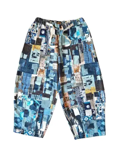 💥Kaito sashiko boro print japanese style nikkapokka pants