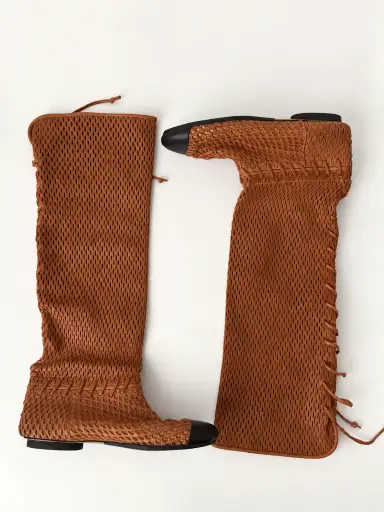 Vintage Chanel Woven Leather Boots