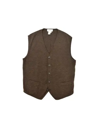 1990's ERMENEGILDO ZEGNA Brown Melange-Pile Full Knitting Gilet