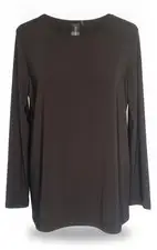 Norma Kamali Black Long Sleeve Blouse Top Stretch Jersey Poly Lycra Size Small