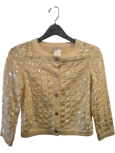Women's Chanel Yellow Sequin Cardigan