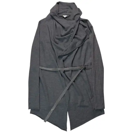 Helmut Lang Leather Belted Drape Cardigan - AW13