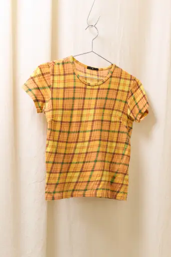 Yohji Yamamoto Y’s stretchy plaid t-shirt