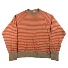 Barena Venezia Sweater Men S Orange Tan Striped  Crewneck Wool Cotton Italy Made