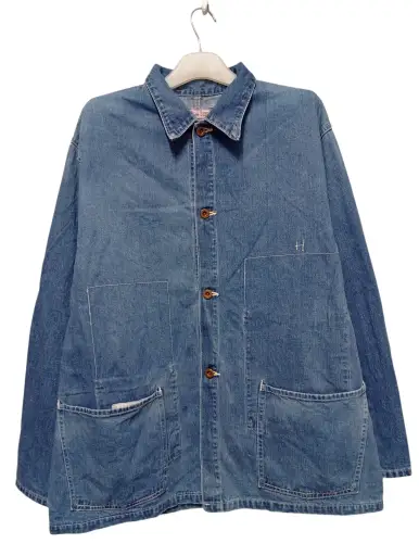 BLUE BLUE 1990s JAIL STENCIL DENIM CHORE JACKET