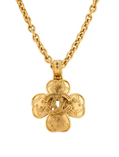 Vintage CC Clover Pendant Necklace