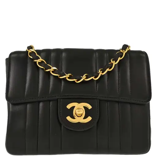 Chanel 1991-1994 Black Lambskin Mini Classic Square Flap Shoulder Bag 17