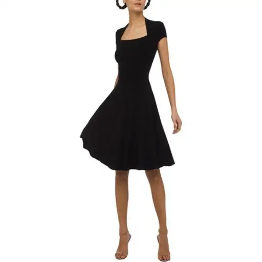 NORMA KAMALI black jersey-shrug style swing pin up dress Size Small EUC