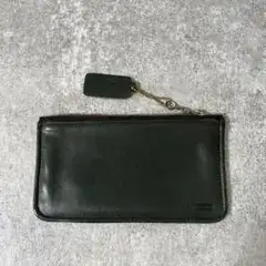 COACH オールドコーチ レザー ポーチ ダークグリーン