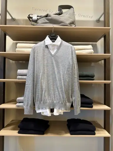 Zegna Men's Gray Cashmere Knit Sweater