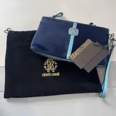 【新品未使用】Roberto Cavalli ポーチ ネイビー ブルー