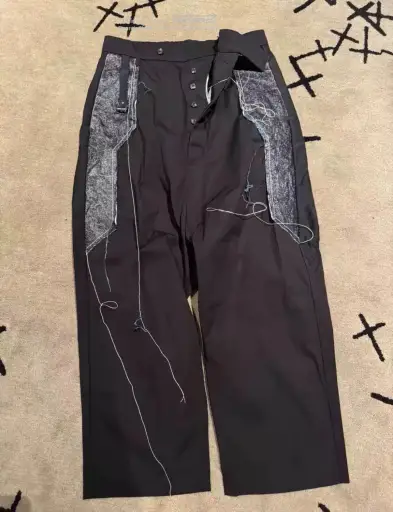 Rick Owens SS19 Babel Pusher Pants fringe denim