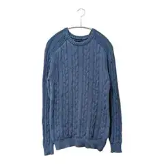 BEAMS ビームス ケーブルニット セーター ブルー M コットン混