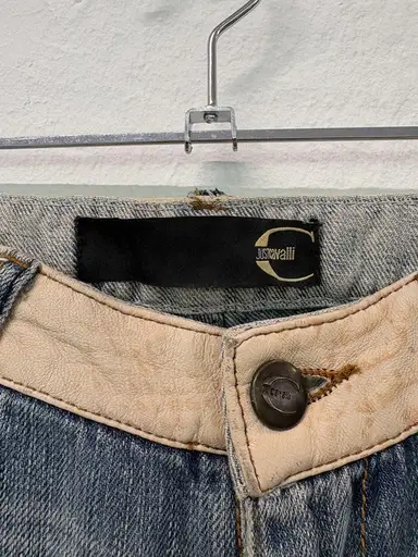 Just Cavalli jeans med læderdetaljer