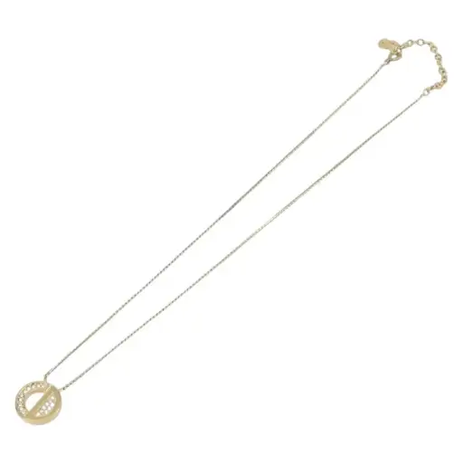 Christian Dior Vintage Circle Pendant Metal Gold Metal Necklace Jewelry (Pre-Owned)