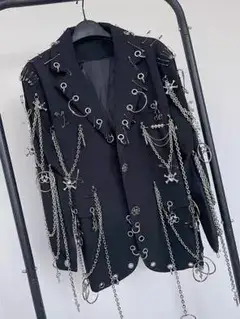 y2k Gothic Chain jacket Punkメンズ ユニセックス
