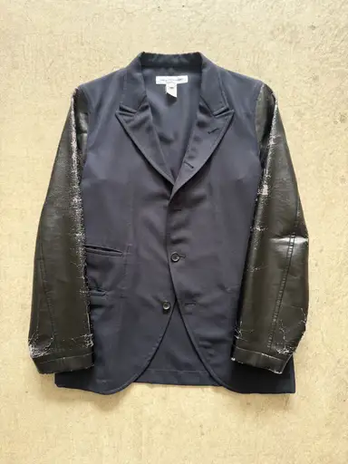 "COMME des GARCONS SHIRT" fake leather switched 3b tailored jacket
