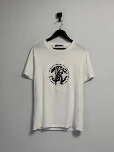 Roberto Cavalli Graphic T-Shirt Mens White RC Snake