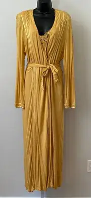 La Perla 2 Luxury‎ Silk Nightgown & Robe Set Lace Halter Maxi Lingerie Italy