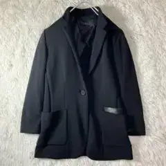 美品 BASILE28 ウール テーラードジャケット レザー 牛革 黒 9 M