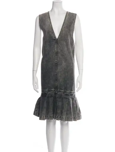 V-Neck Knee-Length Dress