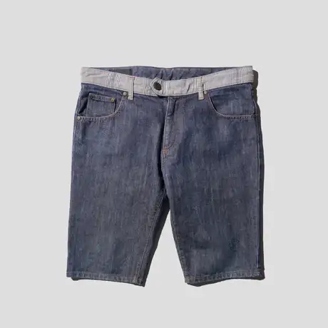 OLD / ALEXANDER McQUEEN CHECK PANEL DENIM SHORTS