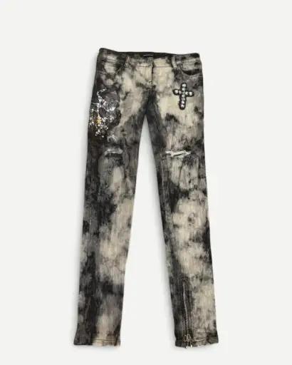 SS09 by Christophe Decarnin Distressed Embellished Dyed Denim