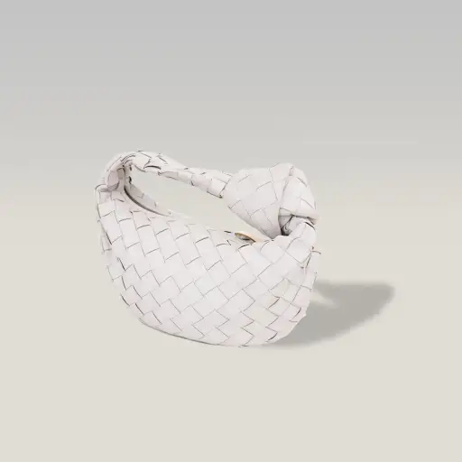 Bottega Veneta Jodie Mini Bianca in Pelle di Agnello Intrecciata