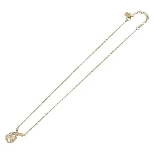 Christian Dior Vintage Logo Pendant Metal Gold Metal Necklace Jewelry (Pre-Owned)