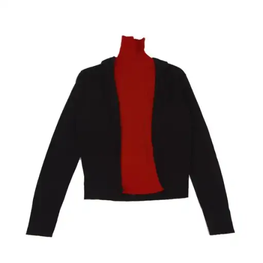 Jean Paul GAULTIER CLASSIQUE Rib Black Red Jacket Size 48
