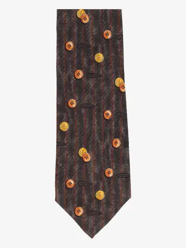 Ermenegildo Zegna Brown Tie with Button Motif