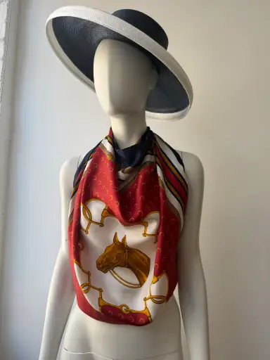 Celine vintage equestrian silk scarf