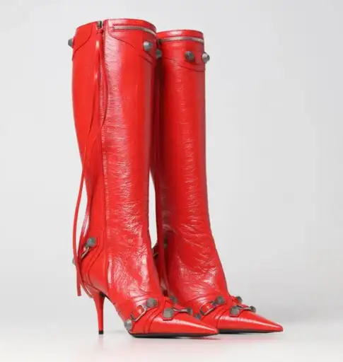 Balenciaga Tall Leather Cagole Boots