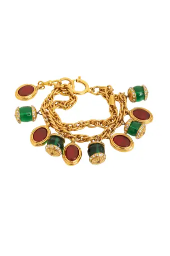 Gripoix Double Chain Lantern Charm Bracelet