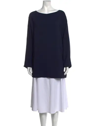 Bateau Neckline Long Sleeve Top