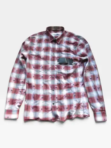 Givenchy SS17 Star Leather Patch Plaid Shirt