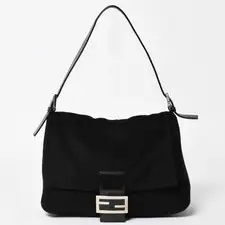 FENDI Mamma Bucket Cotton Jersey 26325 Handbag Black Unisex #WSB8824