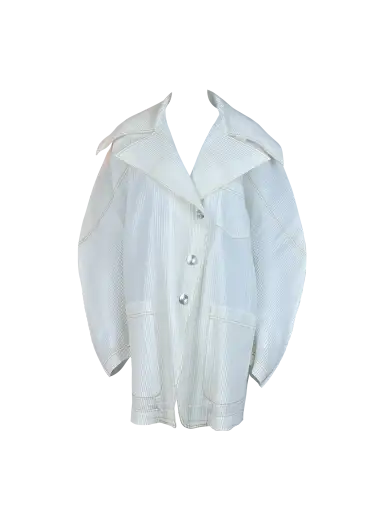 S/s 1990 Oversized Pleated Sculpctural White Jacket