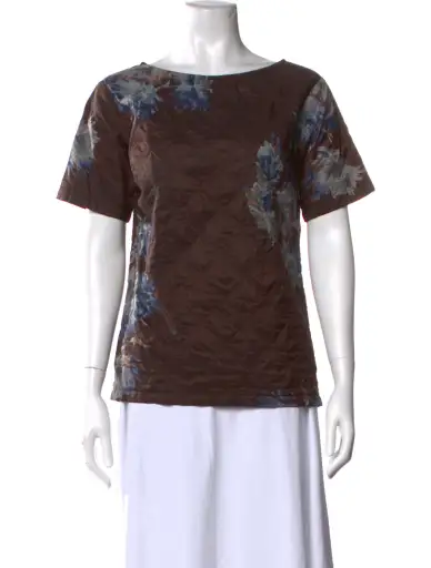 Floral Print Bateau Neckline Top